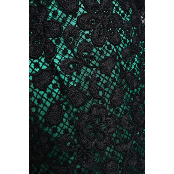 NWT Dolce & Gabbana Black Green Long-Sleeve Lace Dress Contrast Slip IT 44 L - Picture 9 of 15